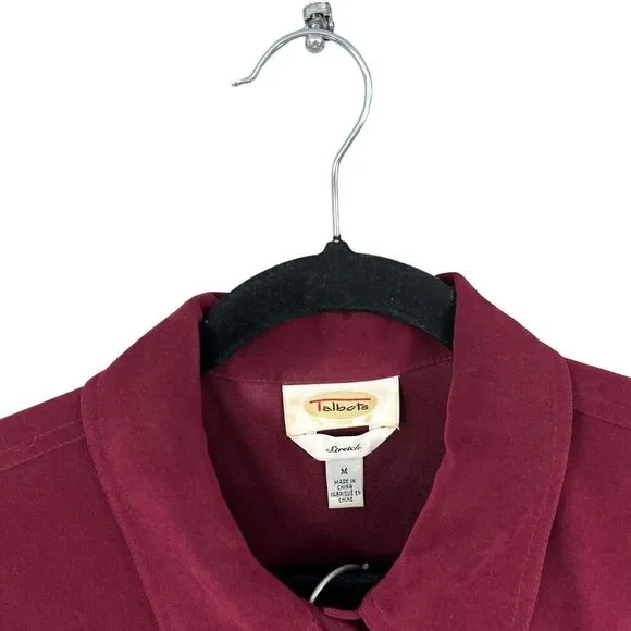 Talbots Womens 2pc Blazer Jacket and Skirt Faux Suede Button Long Sleeve Red M*
